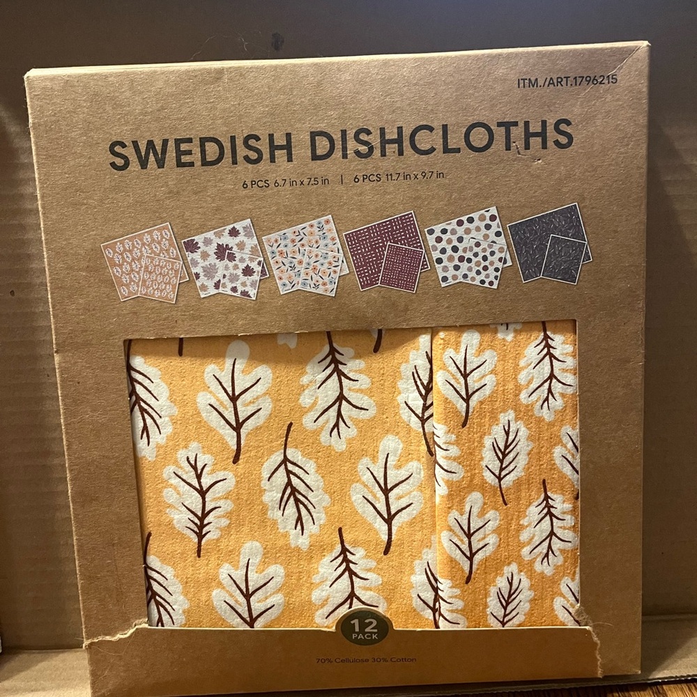 Swedish Dishcloths 12-Pack in Orange Leaf Design